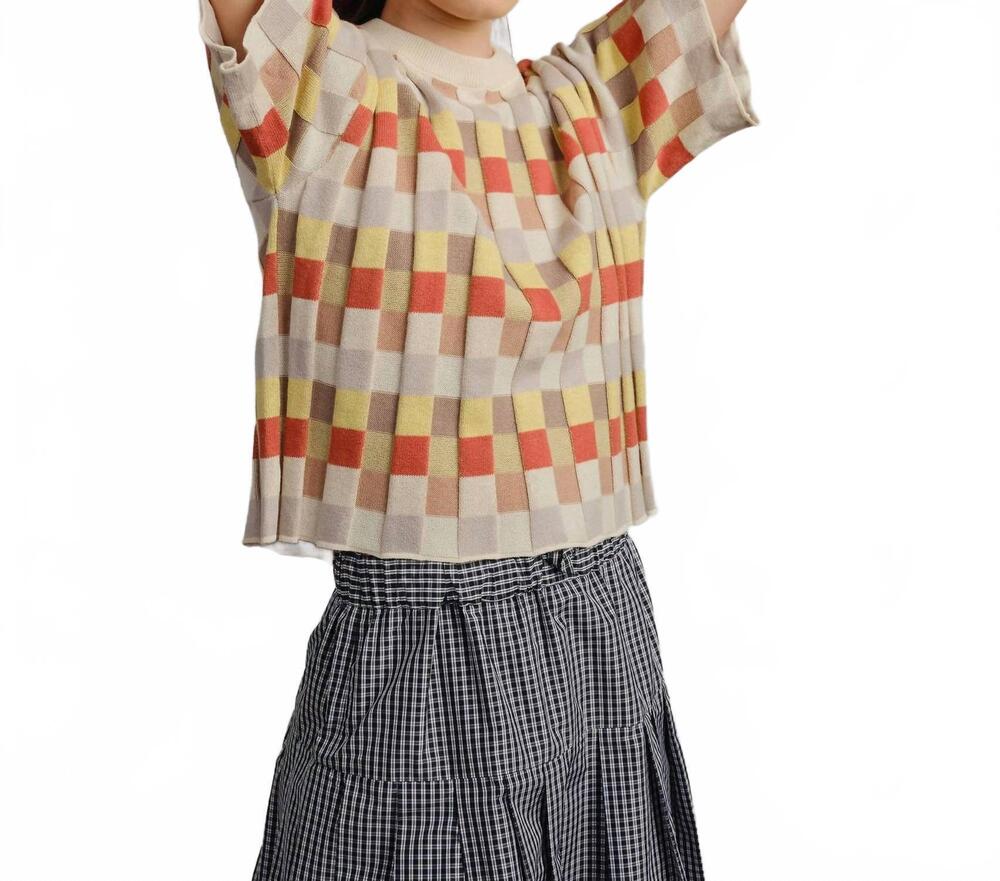 NEW THE ENDERY anni grid plaited tee in elemental